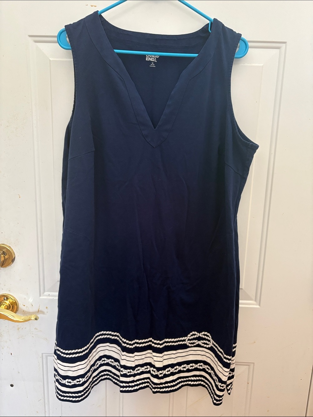 Lands' End Navy tank dress with nautical knot  Print sz 1X